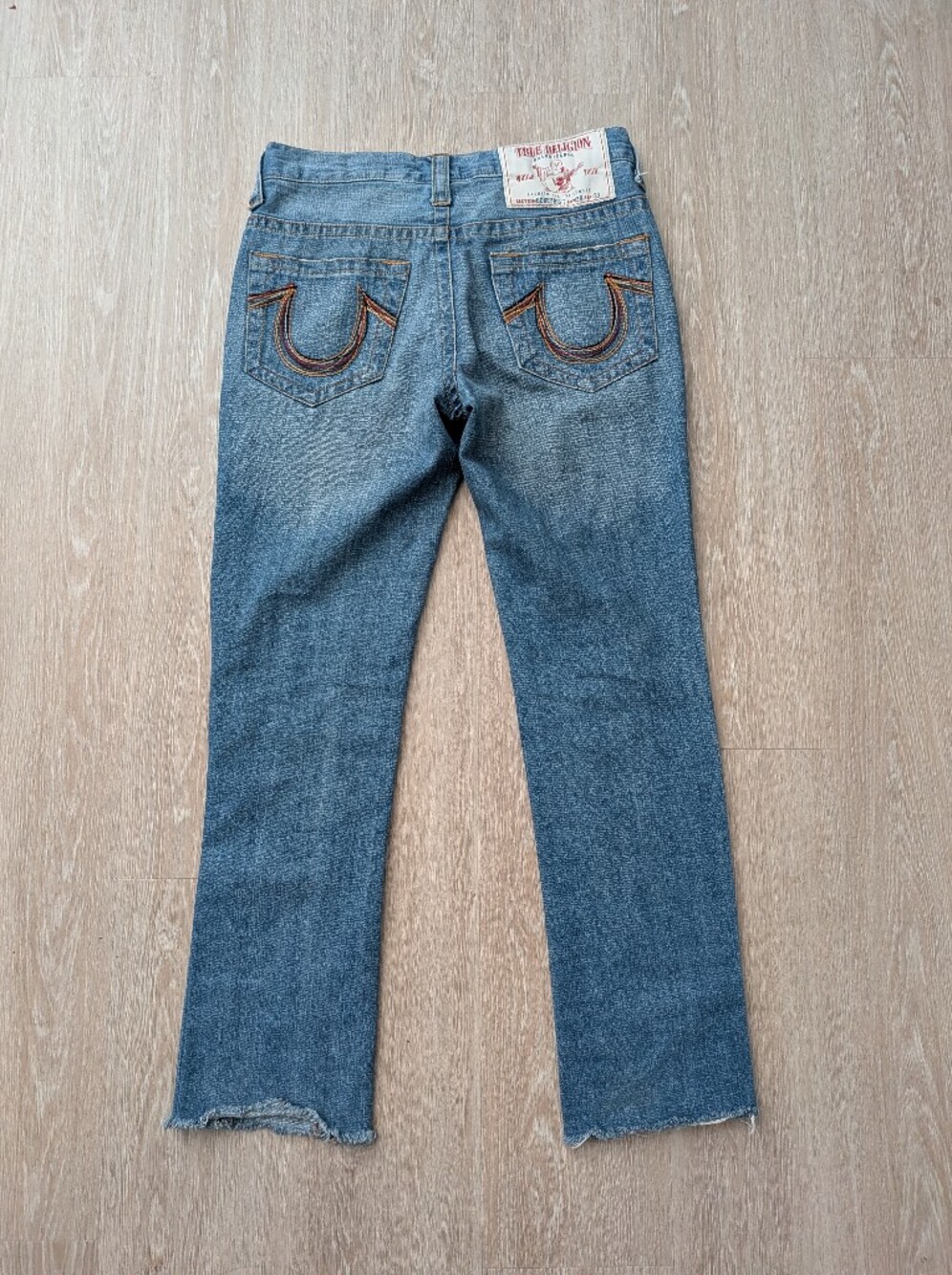 True Religion Jeans Women's 32 Bobbie Big T Distressed Rainbow Pockets